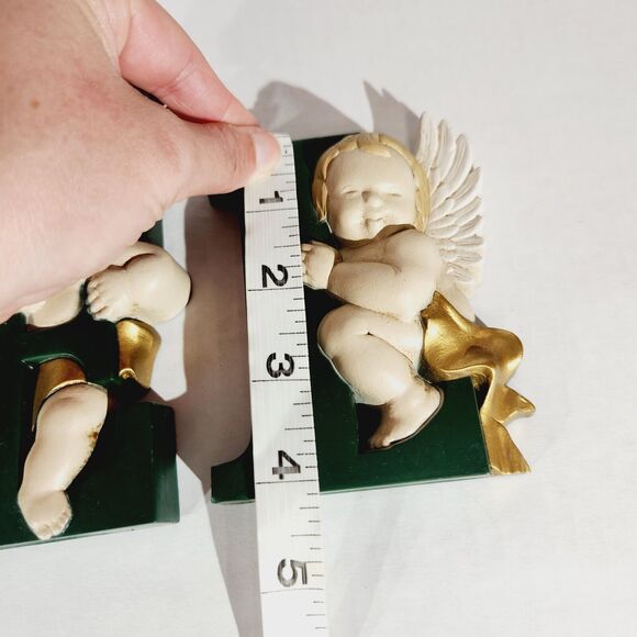 Burwood Noel Angels Cherub Christmas Vtg MCM Decor Wall Hanging Green Holiday - Picture 12 of 12